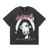 Hermosa Moda Hell Star Ins Mismo Estilo Vintage Estampado Top para Hombre y Mujer Casual a la Moda Algodón Puro Lavable Camiseta de Manga Corta