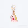 Colgante de historieta rosa con goteo de aceite, colgante de aleación en tono rosa, accesorios para manualidades, llavero decorativo, accesorios al por mayor