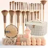 Conjunto de 47 peças de ferramentas de beleza combinação bolsa de cosméticos xiangfeng conjunto de pincéis de maquiagem esponja de maquiagem portátil para lavar viagem maquiagem