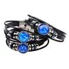 Zino nueva joyería creativa pulsera de doce constelaciones cuero tejido hebilla de vidrio joyería al por mayor una generación de cabello