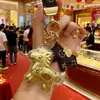 Llavero de Oro Puro 999 Shuibei Gold con Símbolo de Dinero, Regalo de Dibujos Animados de Gama Alta para Año Nuevo