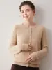 Nuevo Cárdigan de Punto Grueso de Cachemir con Cuello Redondo para Mujer Otoño/Invierno 2026 Estilo Coreano Holgado Adelgazante Suéter Exterior