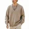 Novo Suéter de Gola Henley com Gola Redonda Cor Sólida Manga Longa Casual Solto Cardigan de Tricô Estilo Rascunho Americano Cool Masculino Transfronteiriço Em Estoque