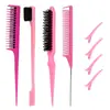 Set de Tres Piezas de Peine y Cepillo para Peluquería de Comercio Exterior, Peine de Cola con Punta de Aguja de Acero, Peine para Mechas, Cepillo para Cejas, Peine para Línea del Cabello, Pinza para el Cabello