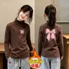 Camiseta de Manga Larga Otoño Invierno 2026 para Niñas, Camiseta Térmica de Forro Polar, Top Cálido Estilo Coreano con Volantes para Bebé, para Niños de Edad Media a Mayores