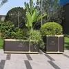 Caixa de Flores de Aço Inoxidável Combinação Caixa de Plantio Retangular para Escritórios de Vendas, Praças, Ruas, Grades de Ferro para Jardim Municipal Calhas de Flores