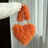 Nuevo estilo imitación lana tostada bolsa de amor bolsa de cadena portátil bandolera para mujer dulce fresca chica popular princesa bolsa de axila Bolsa de felpa