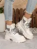 Botas Martin de Suela Gruesa con Puño de Punto Pied de Poule 2026 para Mujer, Forro de Borrego para Invierno, Aumentan la Estatura, Adelgazantes, Versátiles, Antideslizantes, Zapatos de Moda