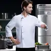 Ropa de Trabajo Elástica Multiajuste de Chef de Manga Larga Otoño e Invierno Ropa de Cocina de Hotel Catering Cocina de Hotel Ropa de Trabajo Blanca para Hombre