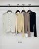 Cardigan de Tricô Han Xun Textura Suave de Outono Padrão de Espiga Vazada Mistura de Lã Slim Fit Novo Modelo 2026 27420