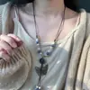 Colar Estilo Chinês com Estilo Étnico Artístico, Borboleta da Dinastia Qing, Corrente de Suéter de Cerâmica Jingdezhen para Mulheres, Pingente de Estilo Antigo, Borboleta Retrô