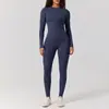Conjunto de Roupa de Yoga Duas Peças Secagem Rápida Escovado Transfronteiriço, Conjunto de Roupa de Yoga Cor Sólida Gola Redonda Sensação de Pele Nu, Conjunto de Roupa para Esportes e Fitness