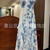 Falda Slip Tie-dye Verano Nuevo Yunnan Guizhou Hecho a Mano Tie-dye Teñido Azul Estilo Étnico Vestido Ajustado a la Cintura