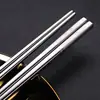 Palillos de acero inoxidable 304, palillos láser chinos, vajilla de regalo, palillos cuadrados antideslizantes y antiescaldaduras, vajilla para el hogar y el hotel.
