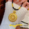 Colar Pingente Bússola Oito Tesouros Giratória Oca em Filigrana Dourada Mais Vendido em Live-Stream para Mulheres com Corrente para Suéter de Corda Trançada Feita à Mão em Estilo Chinês
