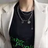 Collar de Moda Estilo Europeo y Americano Cara Sonriente Multicapa Acero de Titanio Minimalista Personalidad Cadena Colgante de Doble Capa Cadena para Clavícula Cadena para el Cuello