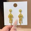Novos Brincos Florais Estilo Chinês para Mulheres, Brincos Antigos com Franjas Douradas para Qipao e Hanfu, Acessórios de Orelha Levemente Luxuosos e Elegantes