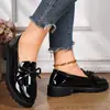 Mocasines de Talla Grande Transfronterizos para Mujer 2025 Primavera y Otoño Nuevos Zapatos Mary Jane con Lazo de Charol Zapatos Casuales para Mujer
