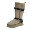 Botas de Neve Quentes Cinzas com Solado Grosso, Duas Vias, para Mulheres 2026 Novo Inverno Plus Veludo Espessado Sapatos de Algodão Grandes do Nordeste Botas Longas