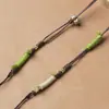 Collar de cordón de cuero encerado, cordón ajustable tejido a mano con colgante de jade, cordón de oro unisex, versátil