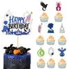 Decoraciones para pasteles de Harry de dibujos animados transfronterizas, araña de papel con purpurina colorida y murciélago, insertos decorativos para postres de fiesta de cumpleaños