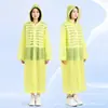 Impermeable de EVA, estilo portátil para adultos, moderno, engrosado, transparente, longitud extendida, poncho de lluvia de una sola pieza, al por mayor, con capucha y cordón