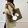 Bolso Acolchado Otoño e Invierno Nuevo Bolso Cruzado de Gran Capacidad para Mujer Patrón de Conejo de Dibujos Animados Bolso de Hombro Maletín Bolso para Viajes