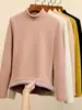 Camiseta básica de gola semi-alta espessa com forro de fleece escovado para mulheres, roupa íntima de outono e inverno, top básico quente preto de gola média de alta qualidade