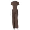 Roupas Femininas Mais Vendidas na Europa e América 2026 Verão Nova Moda Elegante Slim Fit Franzido Amarrar Manga Curta Vestido Atacado