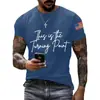 Camiseta Estampada de Cuello Redondo para Hombre Transfronteriza Europea y Americana, Top Casual de Manga Corta para Hombre de Venta Caliente en Verano