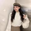 Elegante Camiseta Base de Cuello Medio Alto de Hada para Mujer Otoño Nuevo Estilo Diseño de Interiores Nicho Estilo Occidental Top de Terciopelo Dorado