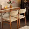 Silla de Comedor de Madera Maciza Silla con Respaldo Tejido de Cuerda Estilo Mediados de Siglo Silla para Mesa de Comedor Hogareña Retro Madera Original Estilo Wabi-Sabi Silla de Escritorio
