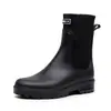 Nuevas botas de lluvia Chelsea de varilla tejida pinfei Zapatos impermeables para mujer Ropa exterior Zapatos de agua antideslizantes Protección de la boca Suela gruesa Botas de lluvia de moda