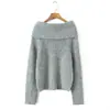 Exportación Transfronteriza Ropa de Mujer Otoño e Invierno 2025 Europeo y Americano de un Solo Hombro Manga Larga Color Sólido Hombro Descubierto Tejido de Punto para Mujer D79829