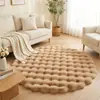 Alfombra de Piel de Conejo Sintética Estilo Ins Crema para Dormitorio Felpa Burbuja Esterilla de Piso para Sala de Estar Mesa de Café Alfombra de Mesita de Noche Alfombra de Felpa