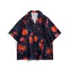 Camisa Floral Retro Floresta Floral Estampa Completa de Crisântemo Manga Curta Masculina e Feminina Estilo Férias Praia Estilo Ilha Havaiana