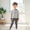 Conjunto Novo de Roupa Térmica de Lã e Seda para Crianças Meninos e Meninas, Roupas de Outono e Calças, Conjunto Base de Pijama para Adolescentes