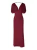 Novedad Otoño 2026 Elegante Vestido de Ajuste Delgado con Pliegues y Cuello en V Ropa para Mujer Dropshipping de Amazon