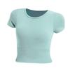 Top deportivo de primavera y verano para mujer, ropa de yoga corta con almohadilla para el pecho, ajustado, sexy, de manga corta, para fitness.