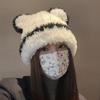 Gorro Coreano para Mujer, Invierno Lindo Gorro de Punto con Orejas de Oso, Gorro de Punto Otoño e Invierno, Circunferencia de Cabeza Grande, Hace que la Cara se Vea Más Pequeña, Protección para los Oídos, Versátil