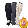 Pantalones de Algodón para Hombre Color Camello Forro Polar del Noreste Engrosados Elásticos Cálidos para Personas Mayores Ajuste de Invierno