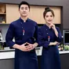 Uniforme de Chef de Hotel Manga Longa Masculino Estilo Chinês Restaurante Catering Cozinha Panificação Roupas de Trabalho Respiráveis Manga Curta