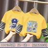 Camiseta de manga larga para niño, nuevo modelo primavera y otoño 2026, top estiloso para niños, camiseta base de moda de imitación de dos piezas para niños mayores