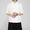 2026 Verano Nuevo Estilo Chino Hombres Retro Botón de Rana Manga Corta Camisa Estilo Chino Lino Holgado Traje Tang Talla Grande Camisa