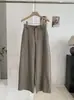 KEKEZOON Calças Casuais Largas de Cintura Alta Estilo Balão Femininas Outono Inverno Novo Cor Sólida Perna Larga Lã Longa Tendência 9326