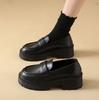 2024 outono e inverno mocassins femininos salto grosso plataforma altura aumentando estilo formal britânico sapatos de couro slip-on sapatos