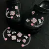 Accesorios para zapatos de zueco de ballet con mariposa de diamantes brillantes INS, hebilla de zapato universal desmontable hecha a mano de vidrio con strass blanco DIY