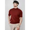 Camisa de Punto de Manga Corta y Cuello Medio para Hombre, Camisa Base de Color Sólido, Adecuada para Usar Debajo de un Traje, Camiseta de Seda Helada de Verano, Venta al por Mayor Transfronteriza de Comercio Exterior