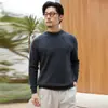 Suéter de Cachemira para Hombre Otoño e Invierno, Jersey Informal Versátil de Color Sólido de Cachemira de Cabra con Cuello Semi Alto