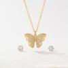 CDD - Nuevo conjunto de collar con pendientes de cobre y circonio para mujer, elegante, de estilo europeo y americano, con cadena de clavícula ligera, de lujo y alta gama.